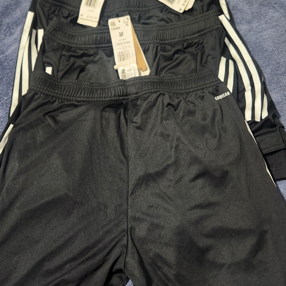 adidas Men's Black Shorts with White Stripes - Picture 2 of 7